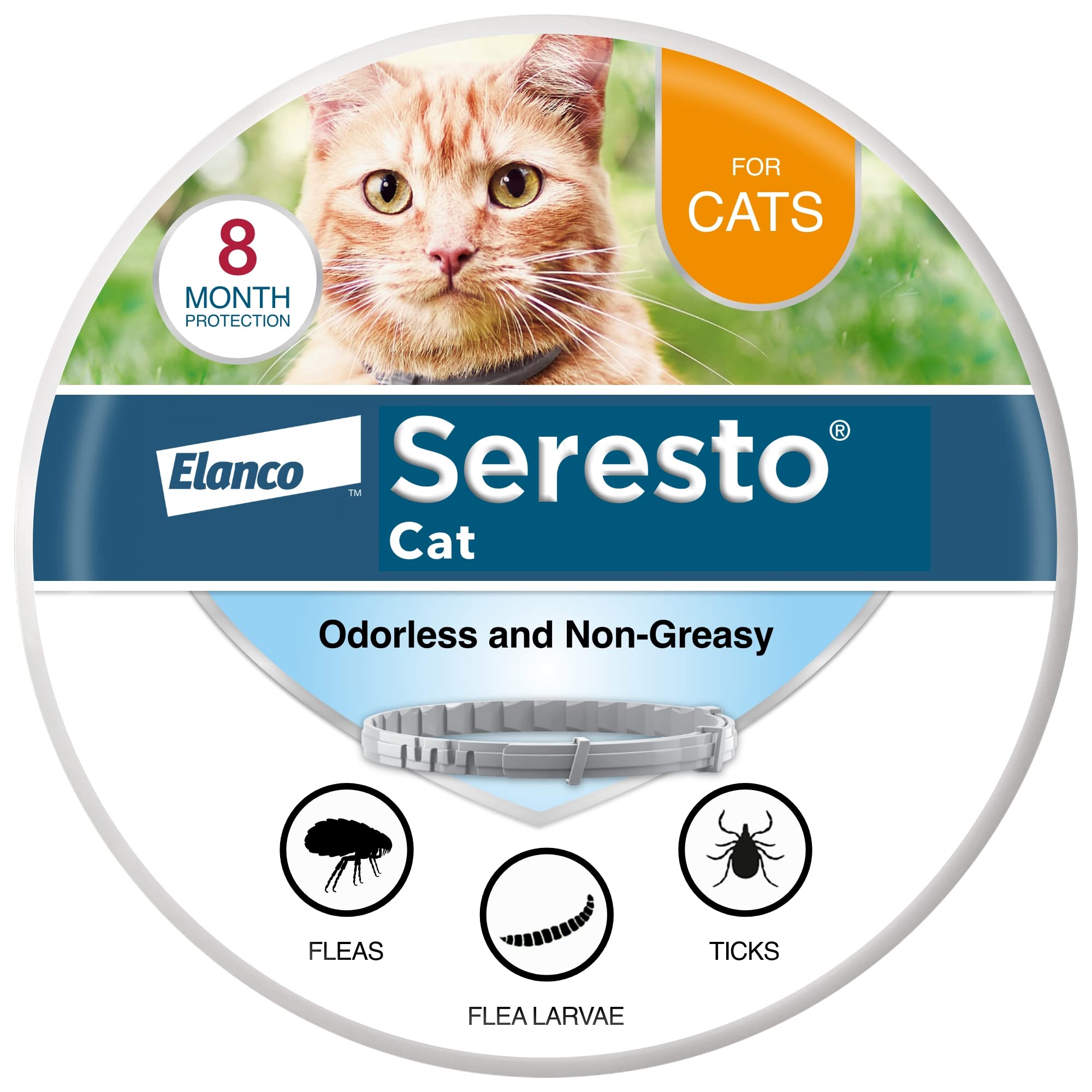 Seresto 猫用防跳蚤和蜱虫项圈，8 个月猫用防跳蚤和蜱虫项圈