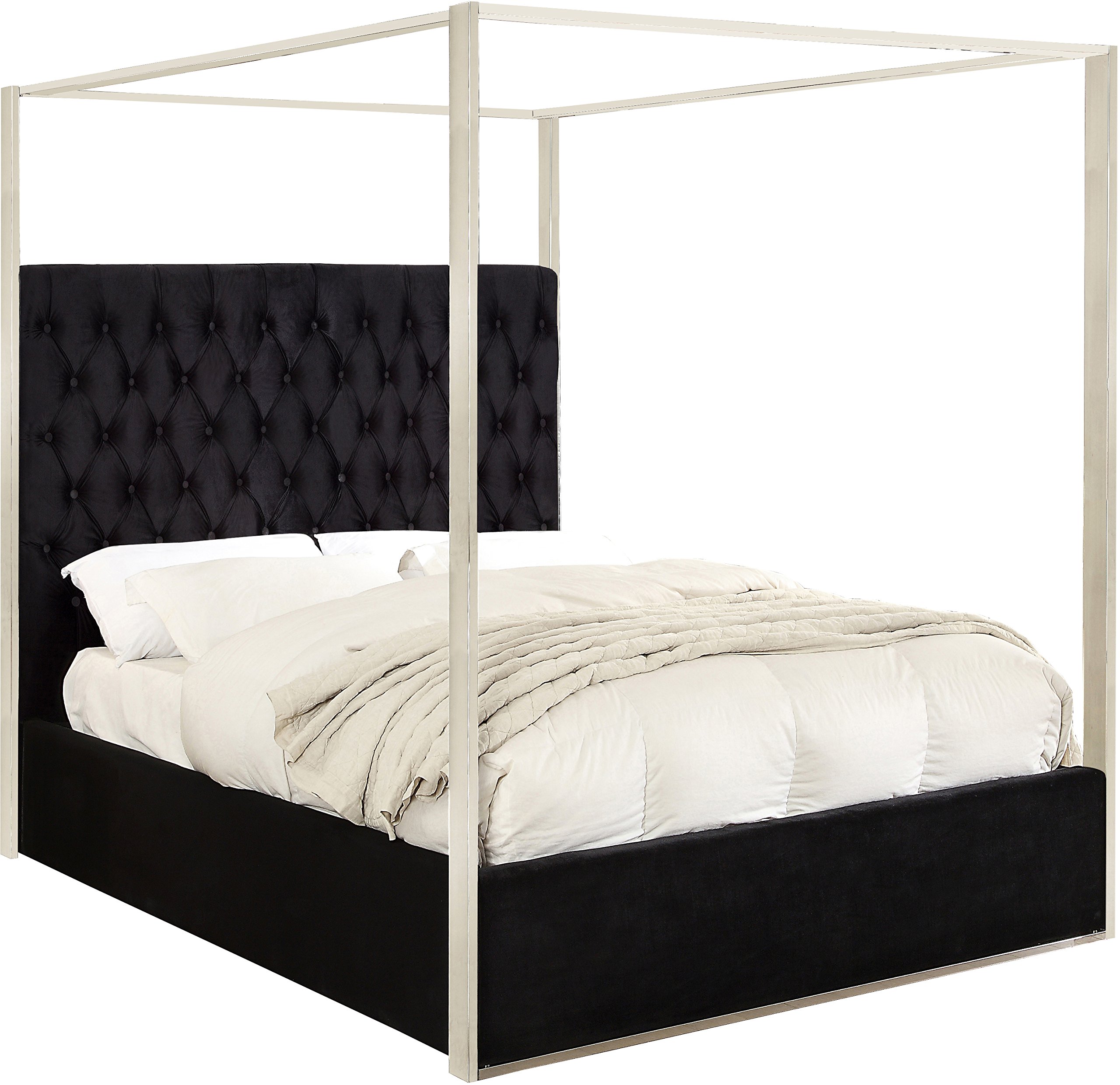 Meridian Furniture Porter Velvet Bed, King, Blac...