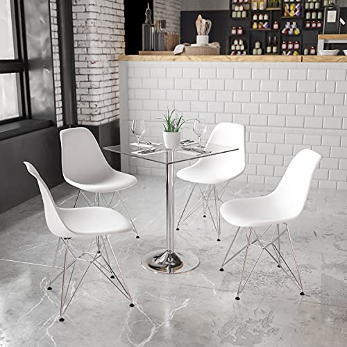 Flash Furniture 23.75 英寸方形玻璃桌，30 英寸高镀铬底座