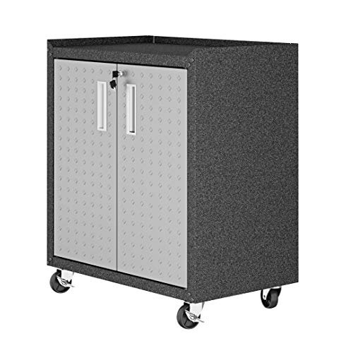 Manhattan Comfort Fortress Collection现代设计的移动存储车库柜，非常适合工具和用品，不锈钢