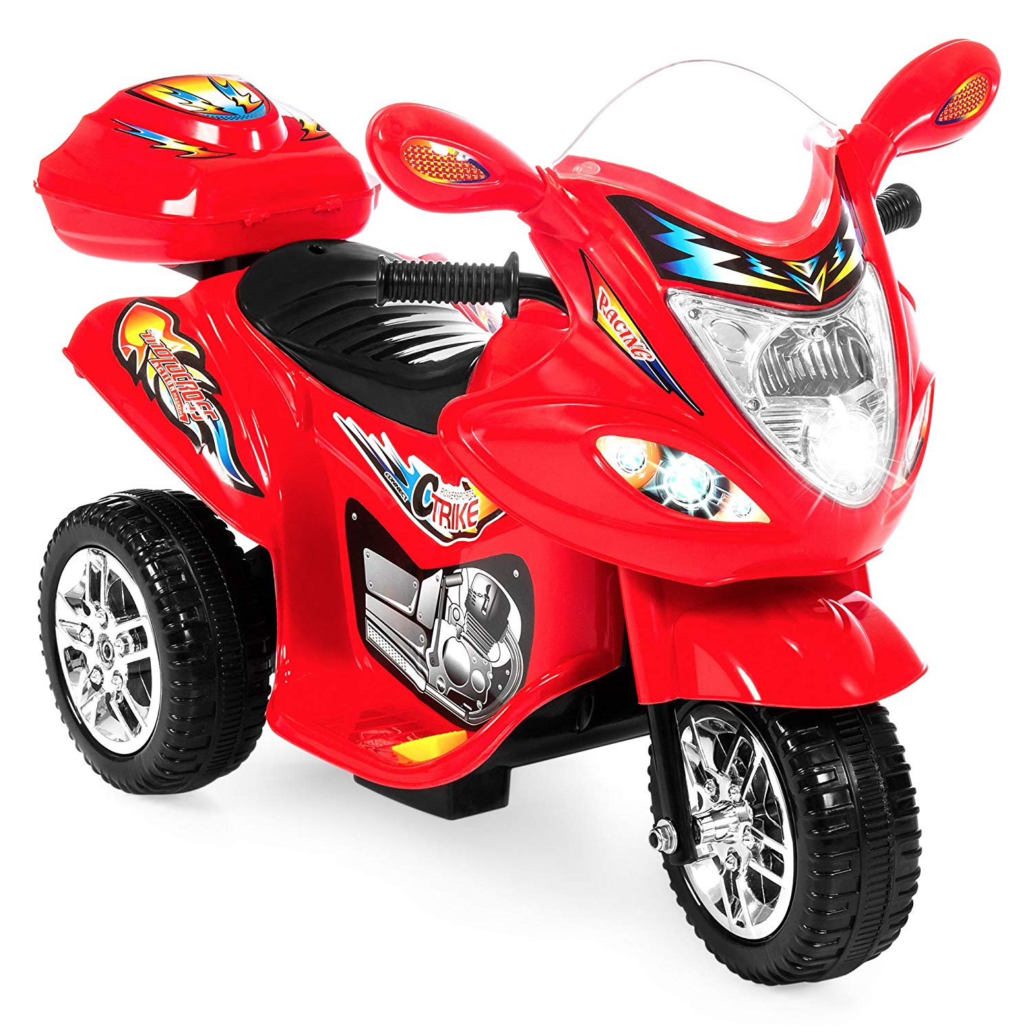 Best Choice Products 儿童骑摩托车 6V 玩具电池供电电动 3 轮动力自行车，红色