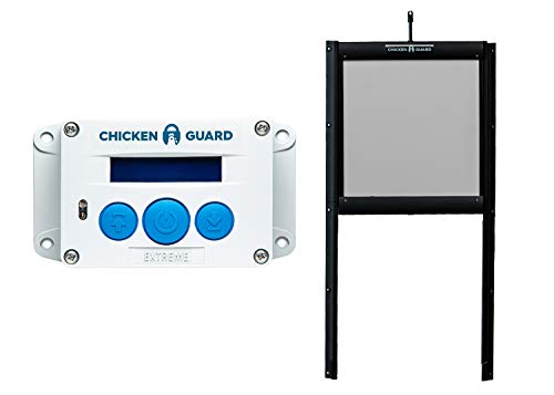 ChickenGuard 带有计时器/光线感应器和防掠食者的自锁弹出孔门套件的防水自动鸡舍门开启器/关闭器。带三年保修的鸡舍配件（高级）