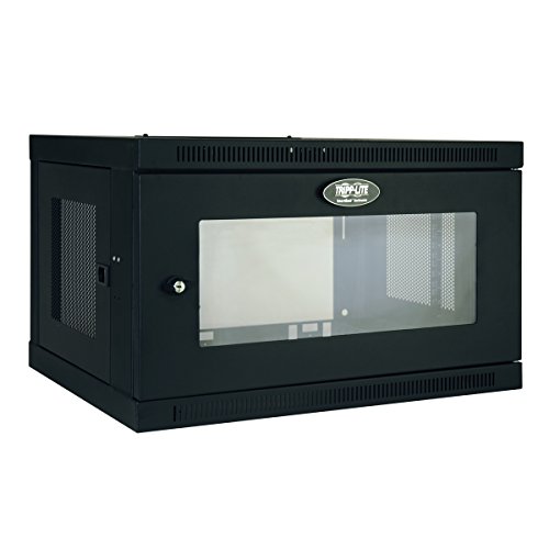 Tripp Lite 带亚克力玻璃窗的壁挂式机架外壳服务器机柜，16.5 英寸深，开关深度 (SRW6UG) 黑色