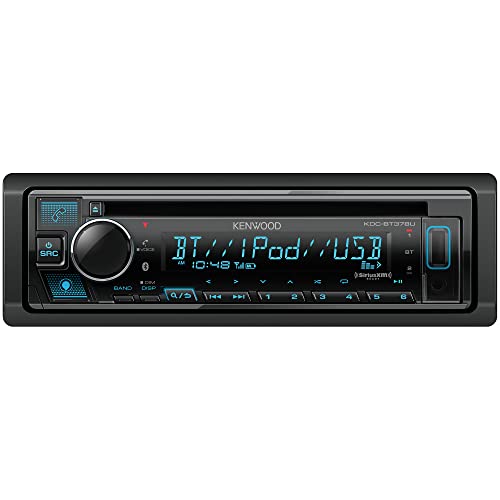 KENWOOD KDC-BT378U CD 汽车立体声接收器，带蓝牙、AM/FM 收音机、可变颜色显示屏、前置高功率 USB、内置 Alexa 和 SiriusXM Ready