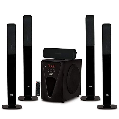 Acoustic Audio by Goldwood Acoustic Audio AAT5005 蓝牙塔式 5.1 家庭影院扬声器系统，带 8 英寸有源低音炮