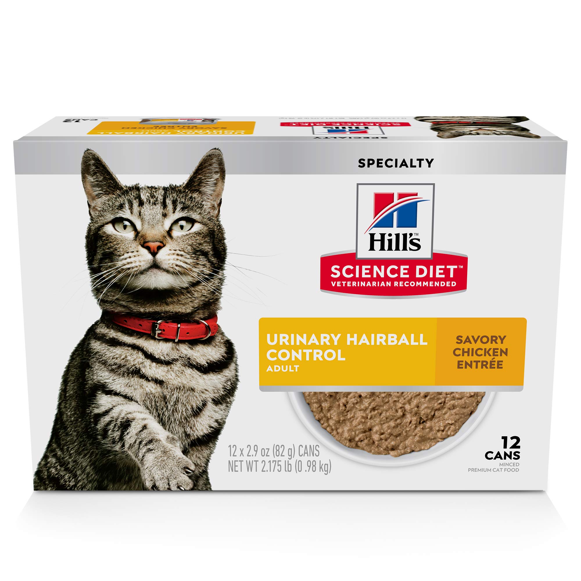 Hill's Science Diet 湿猫粮，成人，尿液和毛球控制，美味鸡肉食谱...