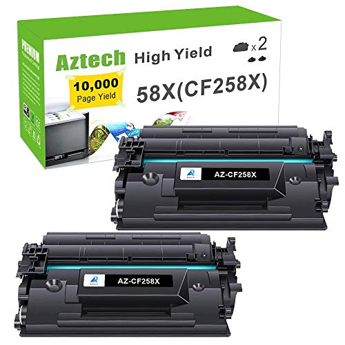 Aztech 适用于 HP 58X CF258X 58A CF258A 的兼容碳粉盒替换件 适用于 HP Pro M404n M404dn M404dw MFP M428fdw M428dw M428fdn 高印量打印机碳粉（黑色 2 件装）