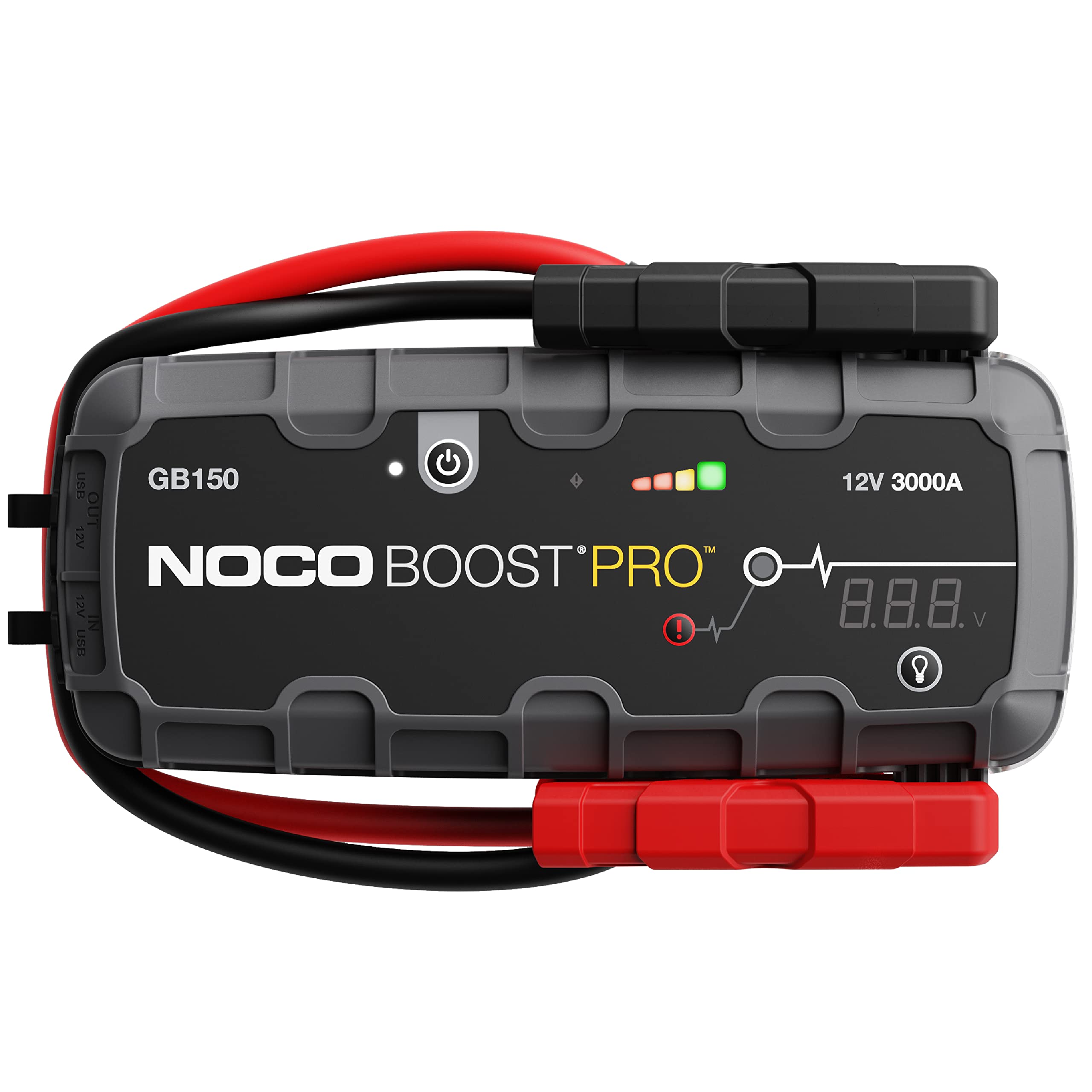 NOCO Boost Pro GB150 3000 安培 12 伏超安全锂应急启动箱、汽车电池升压器包、便携式移动电源充电器以及适用于最多 9 升汽油和 7 升柴油发动机的跨接电缆