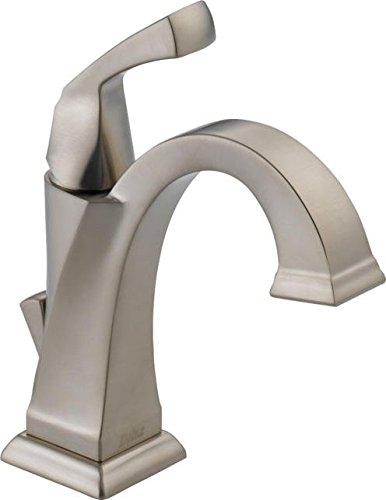 Delta Faucet Dryden 单孔浴室水龙头拉丝镍，单把手浴室水龙头，钻石密封技术，金属排水组件，不锈钢 551-SS-DST