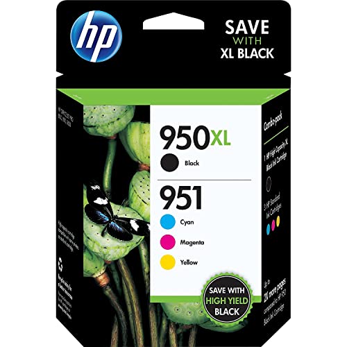 HP 951 / 950Xl (C2p01fn) 墨盒（青色、品红色、黄色、黑色）4 件装零售包装
