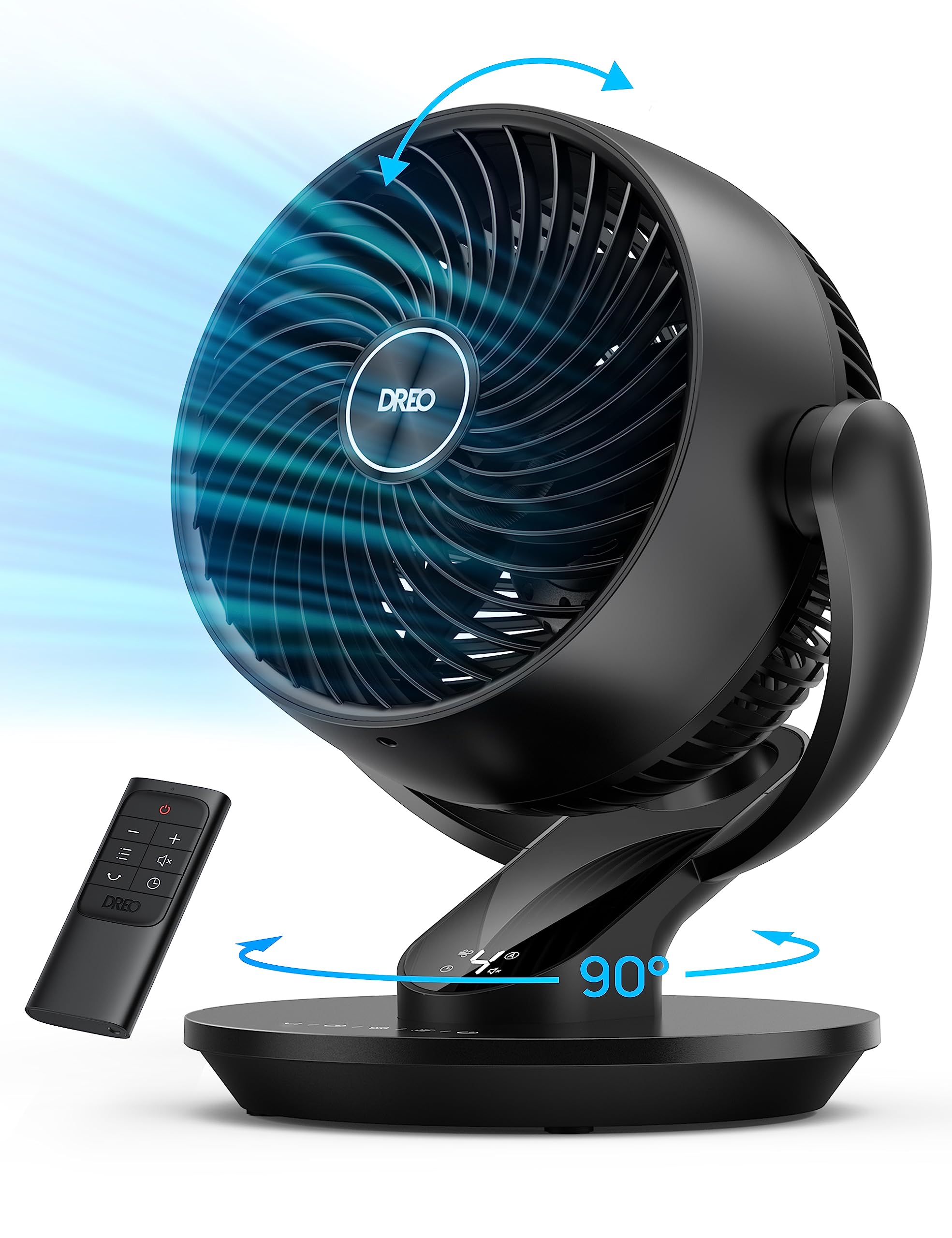  Dreo 适用于家庭卧室的台扇，带遥控功能的 9 英寸静音振动落地扇，适用于整个房间的空气循环风扇，70 英尺强劲气流，120 度可调倾斜度，4 种速度，8...