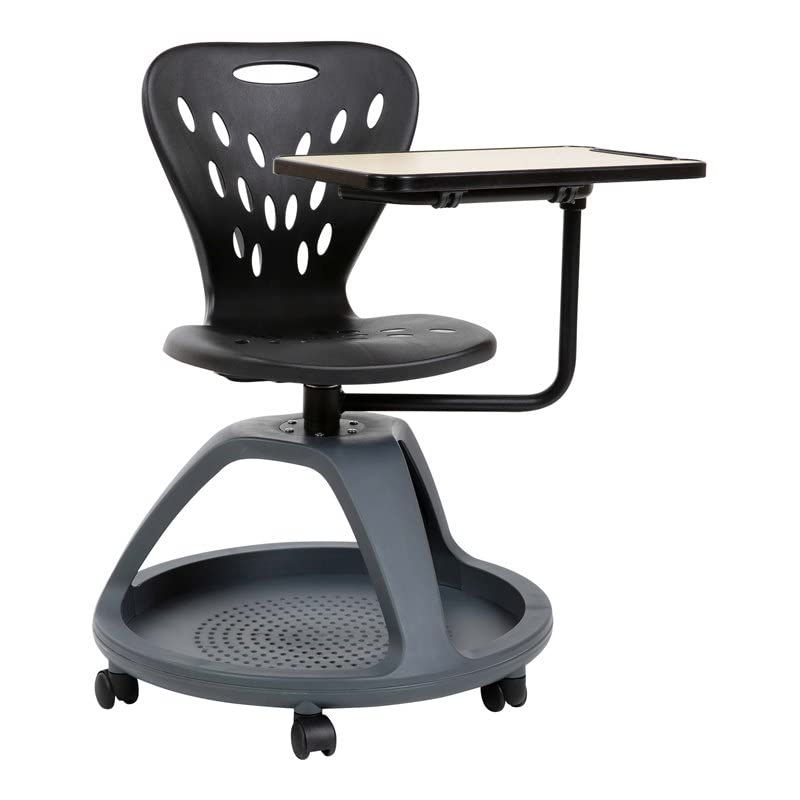 Flash Furniture 带 360 度平板电脑旋转和座椅下方储物柜的移动桌椅