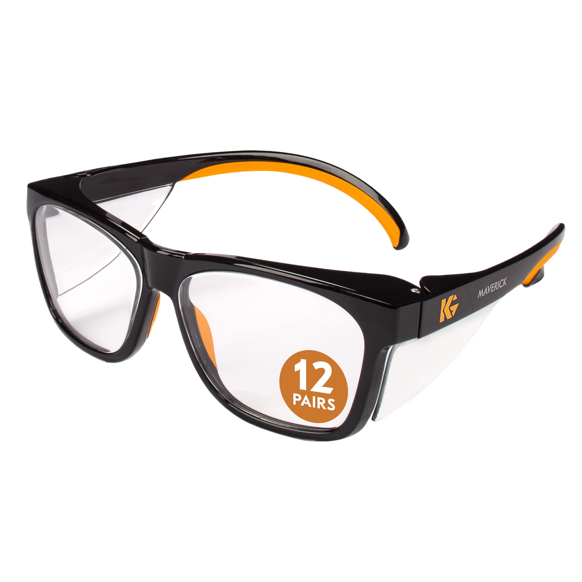 KLEENGUARD V30 Maverick 安全眼镜 (49312)，带防眩光涂层，透明镜片，黑框，男女通...