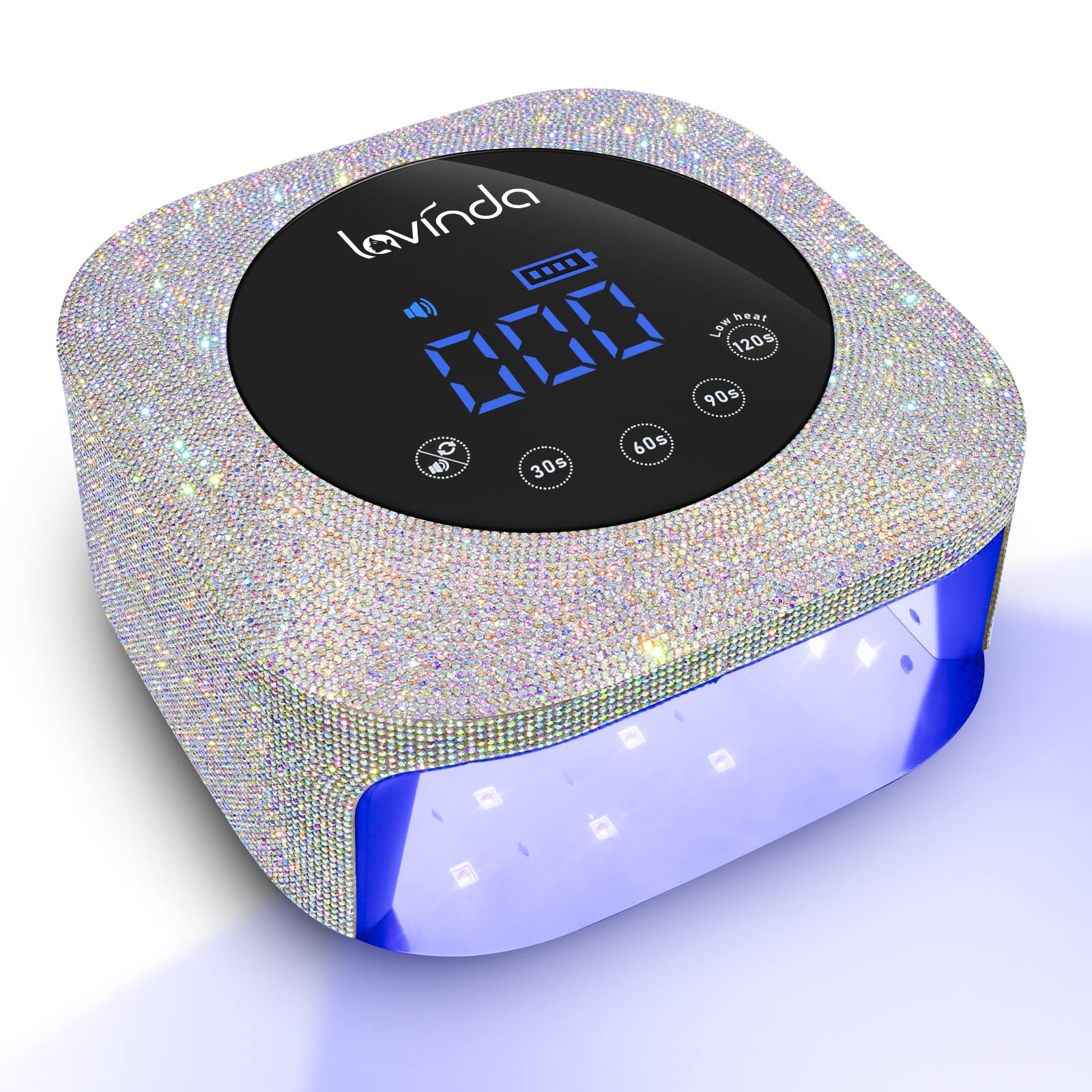 Lavinda LED 美甲灯，无绳 UV LED 美甲灯，带大液晶显示屏，适用于沙龙家用快干固化灯