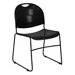 Flash Furniture 5 峰。 HERCULES 系列 880 磅容量黑色超紧凑堆叠椅子，带镀铬框架