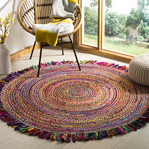 Safavieh 鳕鱼角系列CAP206B黄麻手织区域地毯，7英尺，象牙色/浅米色