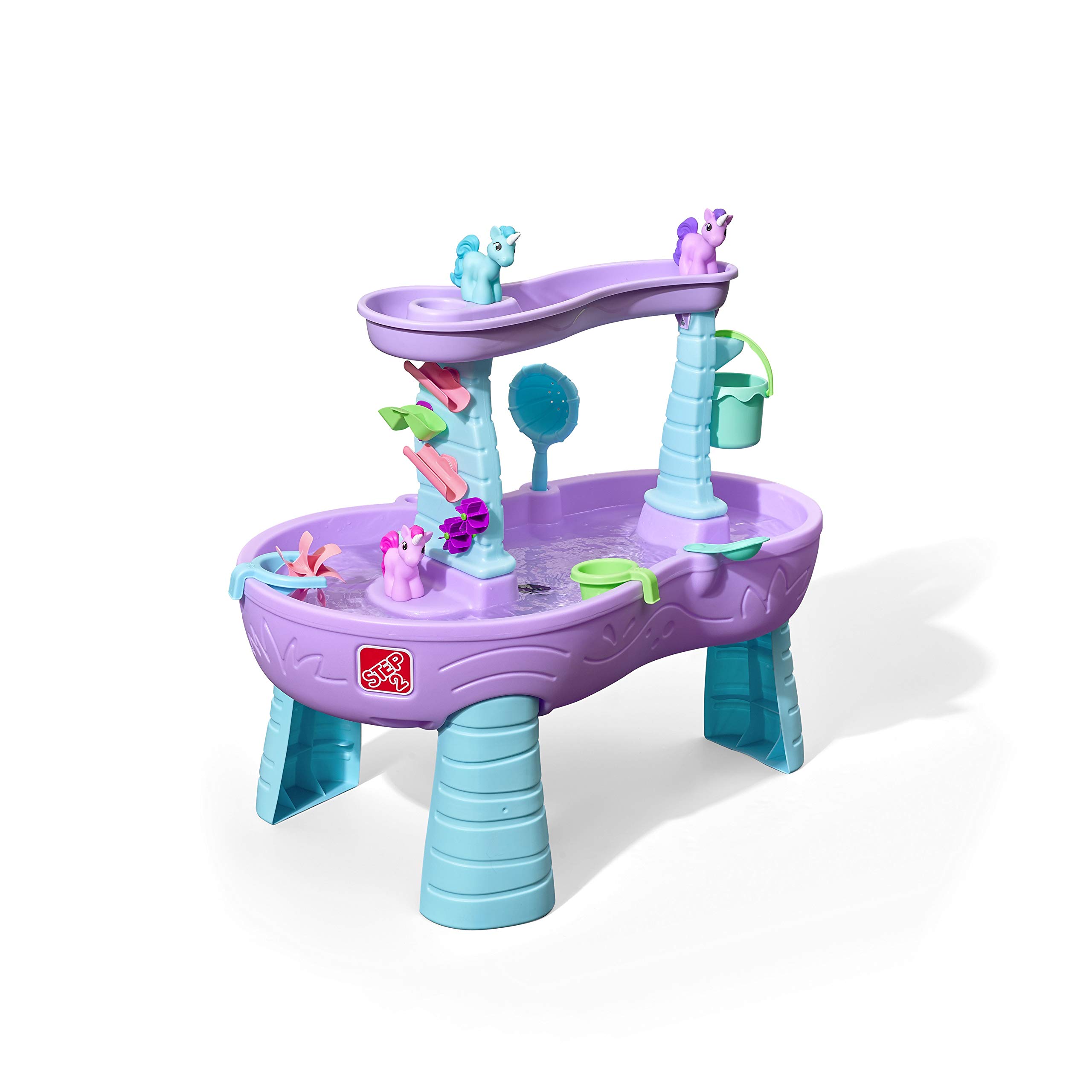 Step2 Rain Showers & Unicorns 水桌儿童紫色水游戏桌带 13 件独角兽配件套装...