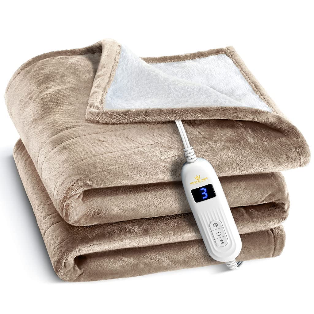 Medical king 加热毯，可机洗 极其柔软舒适 电热毯带手动控制器快速加热 10 种加热设置和自动关闭