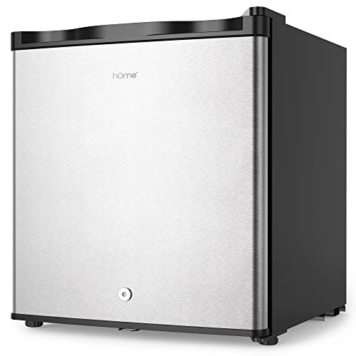 hOmeLabs 立式冷冻机 - 1.1 立方英尺紧凑型可逆单门立式冷冻机，带儿童门锁 - 台式迷你冷冻机，带可拆卸架子，适用于办公室宿舍或公寓