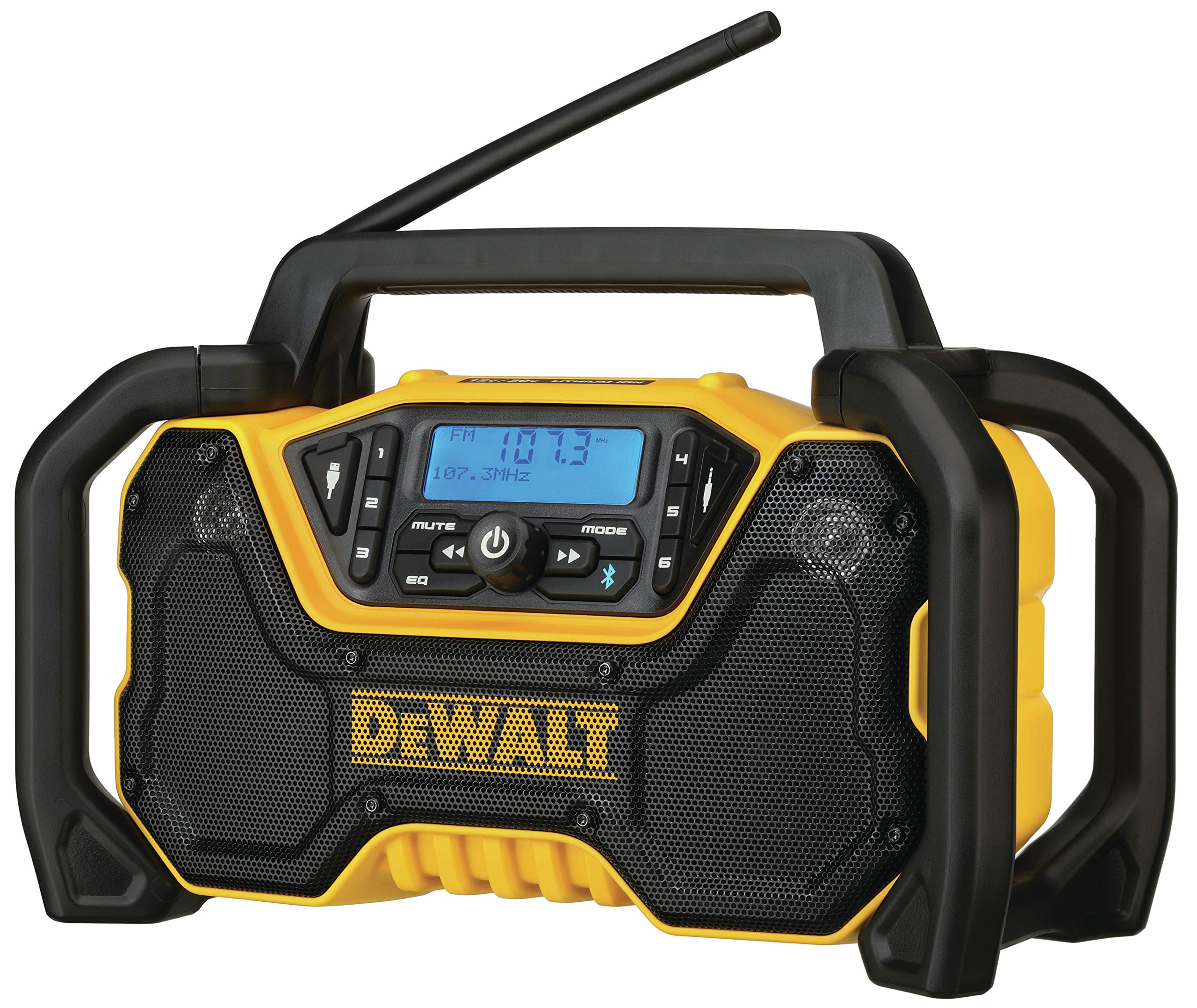 DEWALT 12V/20V MAX 蓝牙收音机，无绳，100 英尺范围，3.5 低音炮，便携式用于工作现场 (DCR028B)