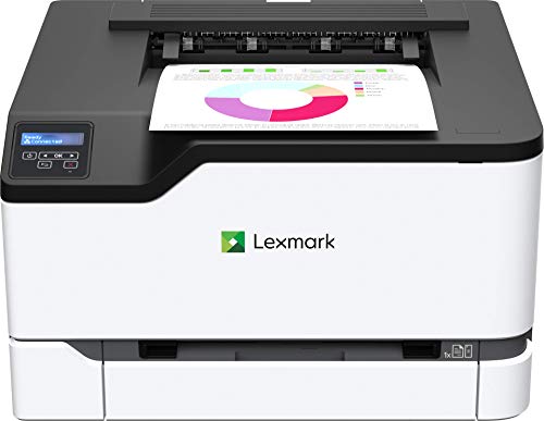 Lexmark 具有无线功能的C3326dw彩色激光打印机，标准双面打印，具有全光谱安全性的两行LCD屏幕和高...