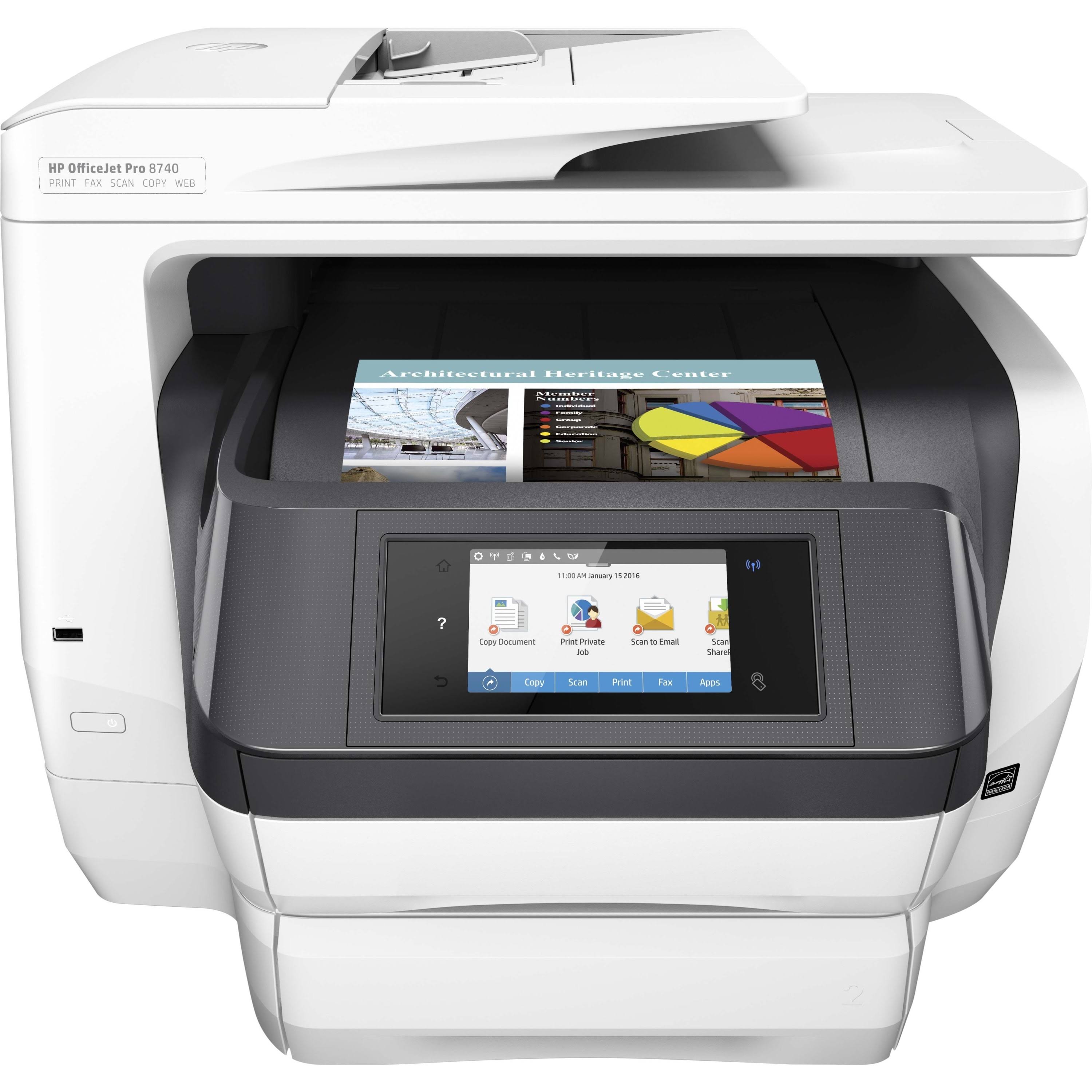 HP 具有移动打印功能的 OfficeJet Pro 8740无线多合一打印机，支持即刻墨水（K7S42A）