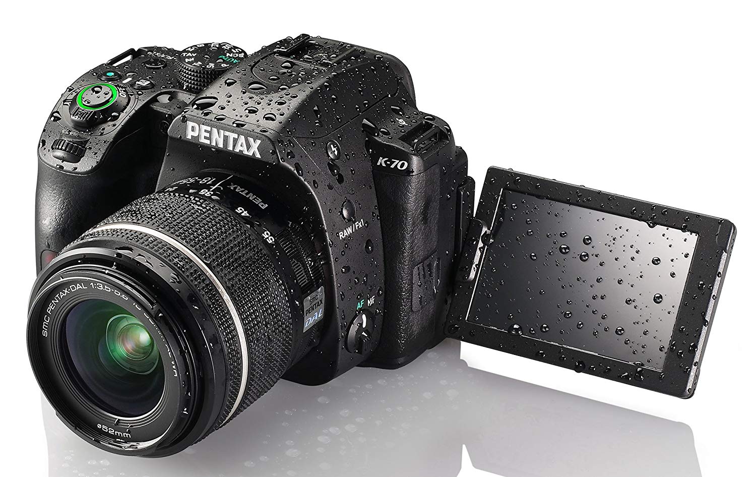 Pentax 带有3英寸LCD的24数码单反相机动态，黑色（K-70 18-55mm镜头套件黑色）