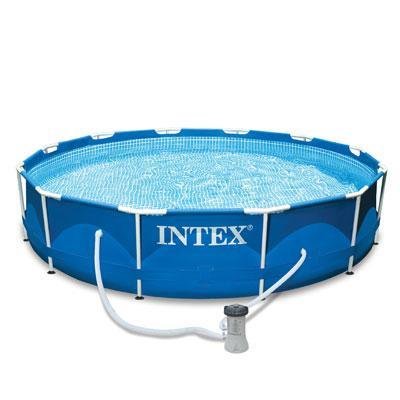 Intex 12' x 30' 金属框架设置在地面游泳池上，带过滤器 | 28211EH...