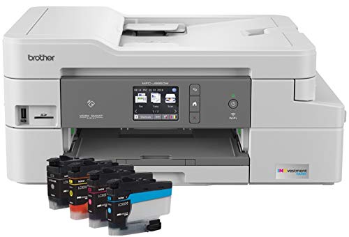 Brother 喷墨打印机，MFC-J5845DW，INKvestment 彩色喷墨一体式打印机，具有无线、双面打印功能