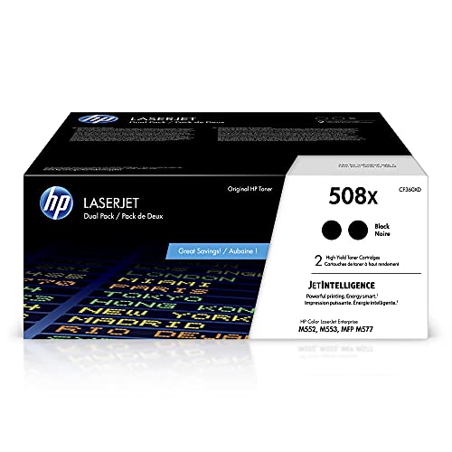 HP 原装 508X 黑色高印量碳粉盒（2 件装）|适用于 Color LaserJet Enterprise M552、M553、Color LaserJet Enterprise MFP M577 系列 | CF360XD