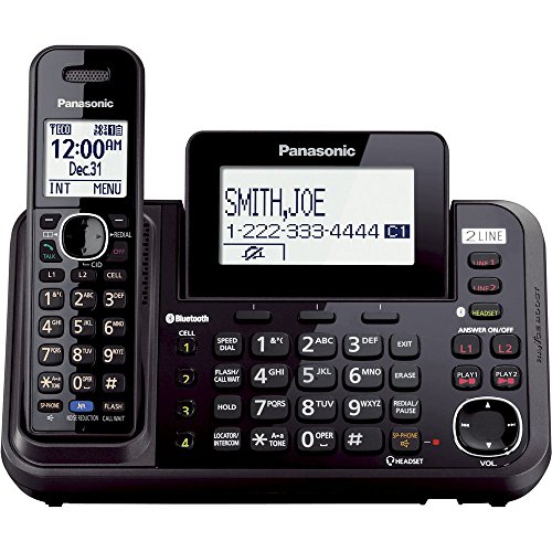 Panasonic 带有1个手机的2线无绳电话系统-答录机，Link2Cell，3路会议，呼叫块，远程DECT...