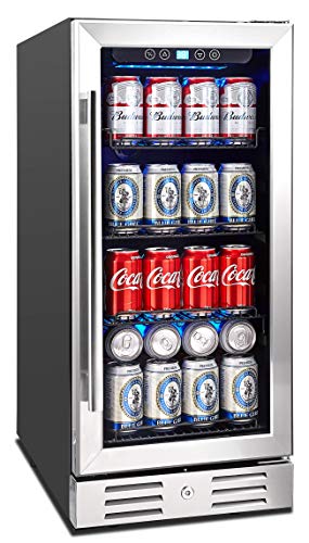 Kalamera 15' 饮料柜 96 罐内置或独立式触摸控制饮料冰箱，带蓝色内部灯