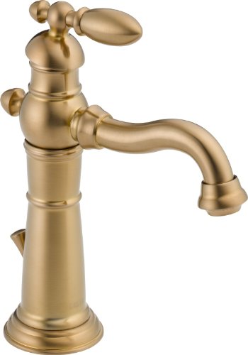 Delta Faucet 维多利亚单孔浴室水龙头，金色浴室水龙头，单把浴室水龙头，金属排水组件，香槟古铜色 555LF-CZ