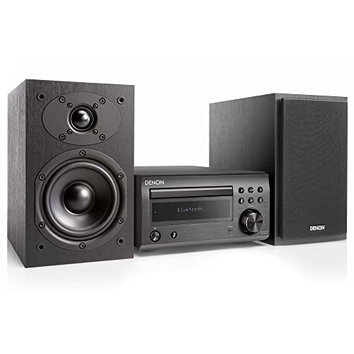 Denon D-M41 家庭影院迷你放大器和书架扬声器对 - 紧凑型 HiFi 立体声系统，带 CD、FM/AM 调谐器和无线蓝牙音乐 |非常适合小房间和家庭影院