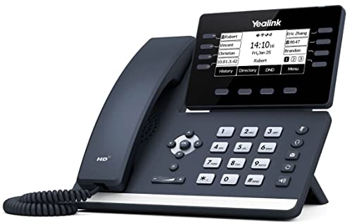 Yealink T53W IP 电话，12 个 VoIP 帐户。 3.7 英寸图形显示屏。 USB 2.0、802.11ac Wi-Fi、双端口千兆以太网、802.3af PoE、不含电源适配器 (SIP-T53W)