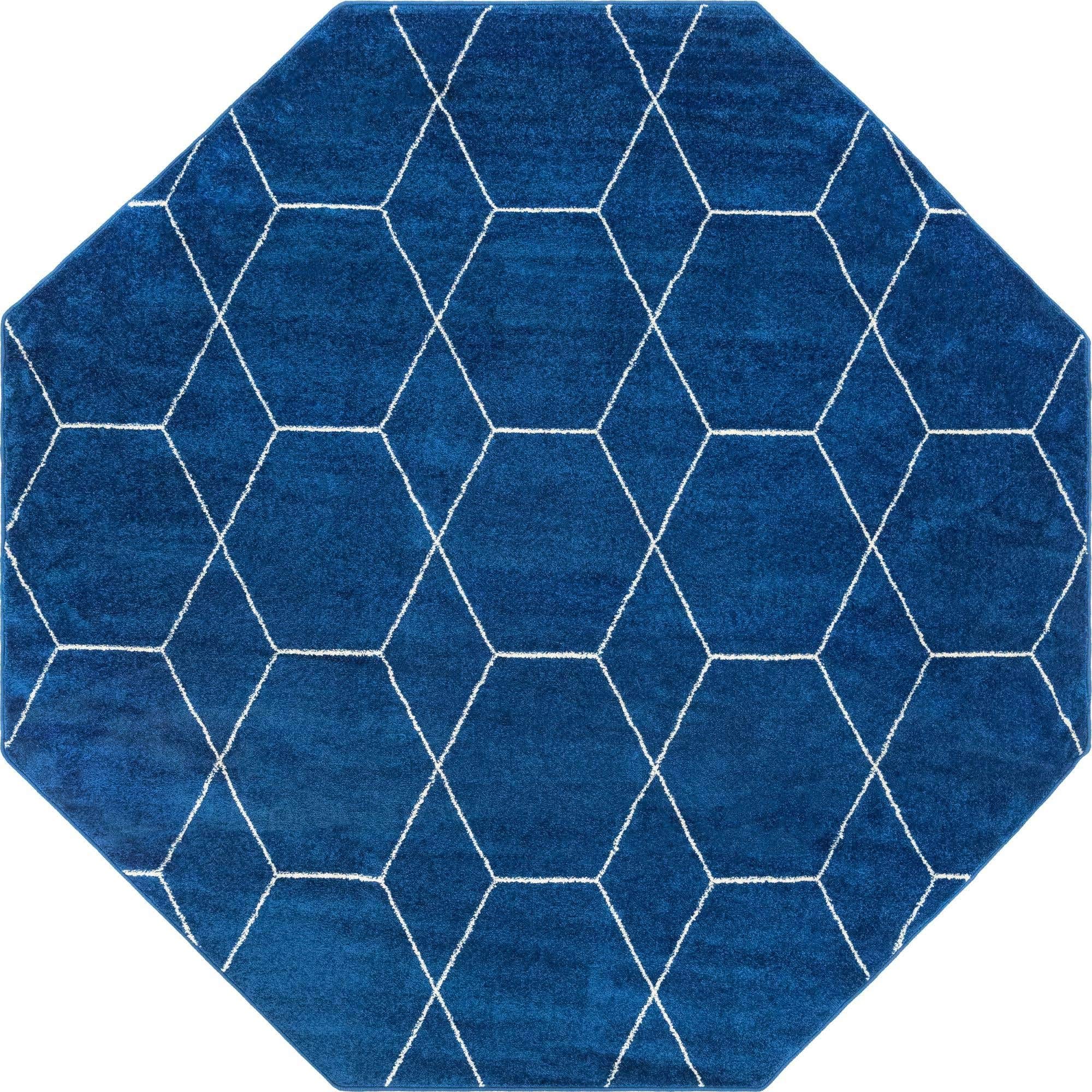 Unique Loom Trellis Frieze 系列小地毯 - 几何（7'10' 八边形，海军蓝/象牙色...