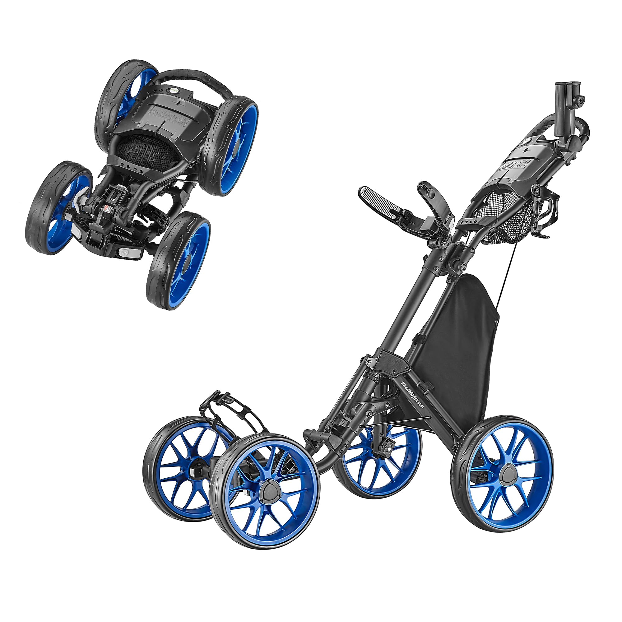 CaddyTek 轮高尔夫手推车 - Caddycruiser One Version 8 1-Click 折叠手推车 - 轻质、紧凑型拉式球童车，易于打开