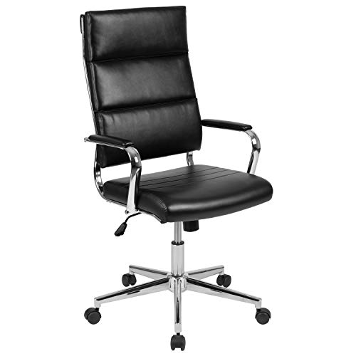 Flash Furniture 高背黑色LeatherSoft当代面板行政旋转办公椅