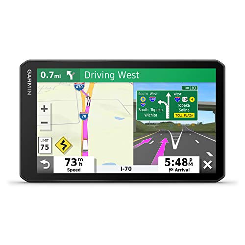 Garmin dezl OTR700，7 英寸 GPS 卡车导航仪，易于阅读的触摸屏显示屏，自定义卡车路线和装载到码头指导，7 英寸
