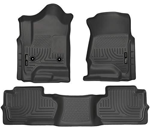 Husky Liners 耐候器系列 |前排和第二排座椅地板衬垫（脚部空间覆盖）- 黑色 | 98241 |适...