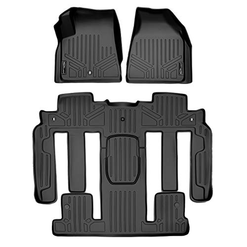 MAX LINER MAXLINER 脚垫 2 排衬垫套装黑色，适用于 Traverse/Enclave/Acadia/Outlook（带第二排桶形座椅）