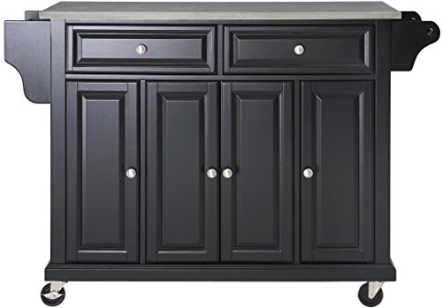 Crosley Furniture 全尺寸厨房推车，带不锈钢顶部，黑色...
