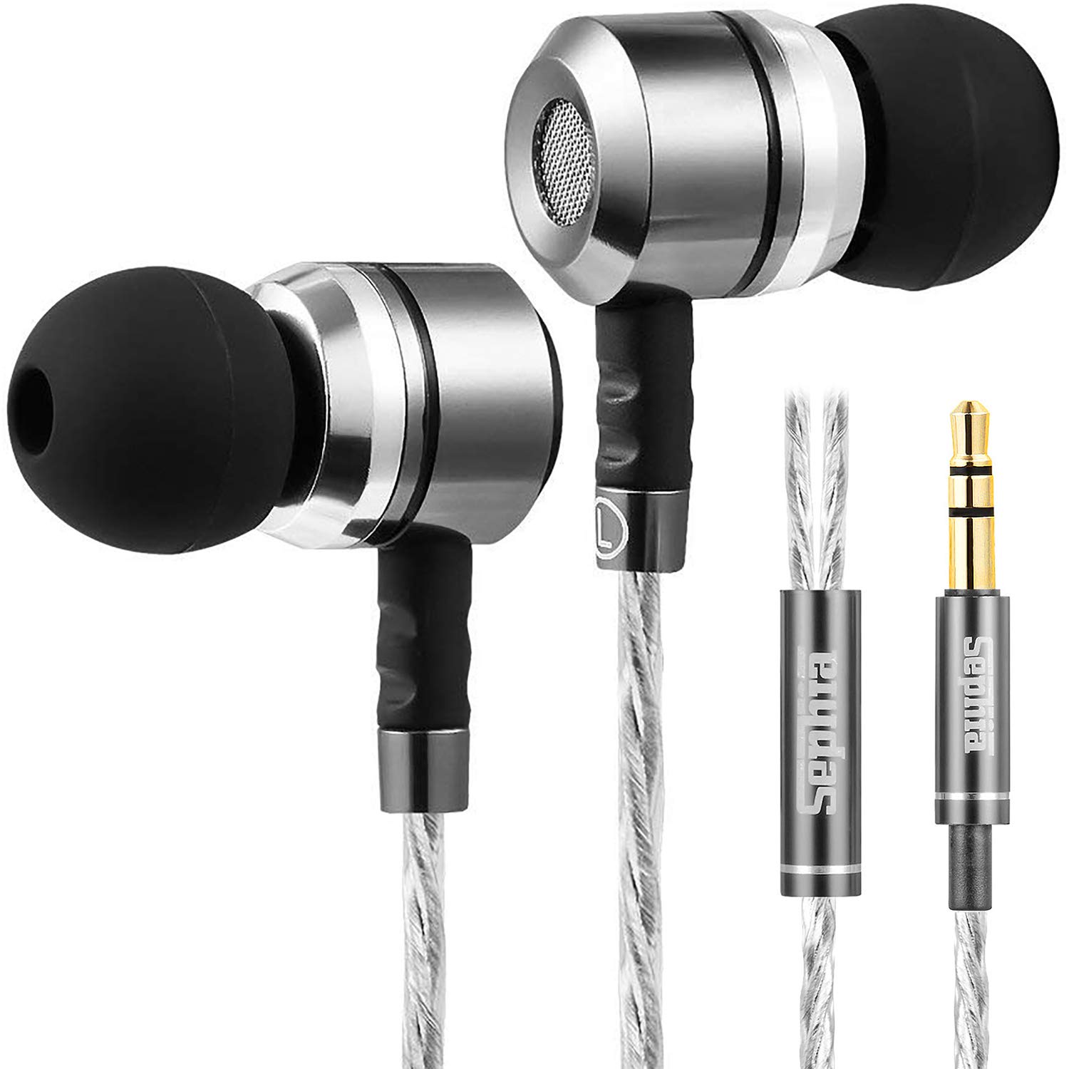 sephia SP3060 入耳式耳机，带防缠结线噪音隔离耳机，深沉低音盒，耳塞式耳机，3.5 毫米插孔插头