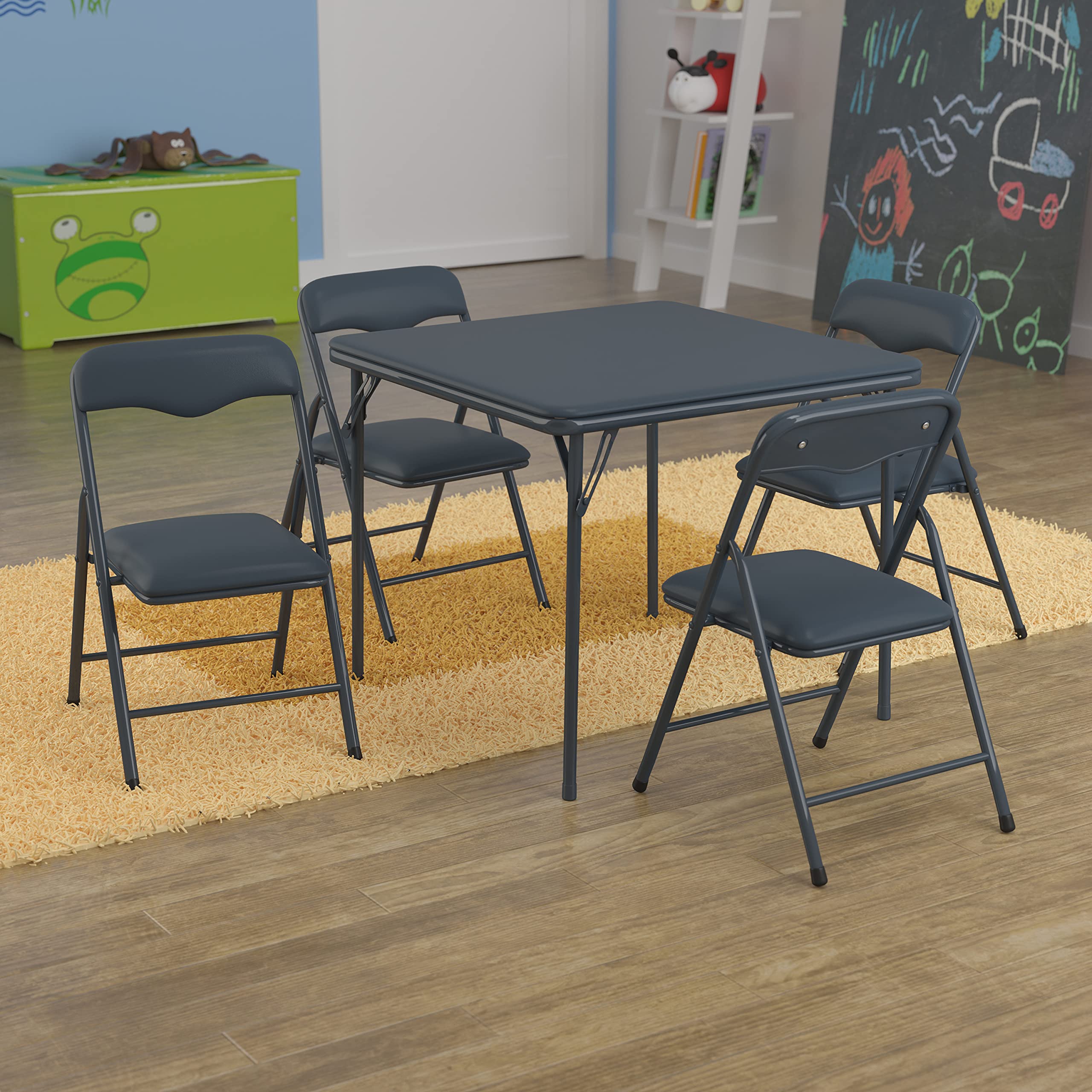 Flash Furniture 儿童海军蓝 5 件折叠桌椅套装