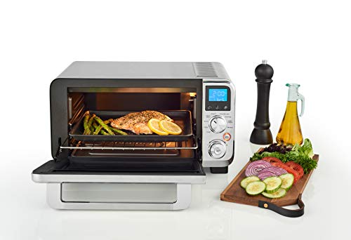 De'Longhi Livenza 紧凑型烤箱，1800 瓦台面对流烤面包机烤箱，9 个预设烘烤、烧烤、烘烤，易于使用，14 升（0.5 立方英尺）。不锈钢，EO141150M
