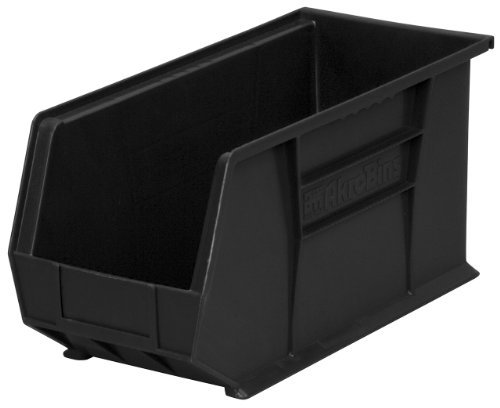 Akro-Mils 30265 AkroBins 塑料储物箱悬挂堆叠容器，（18 英寸 x 8.25 英寸 x 9 英寸），黑色，（6 件装）(30265BLACK)