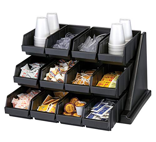 Cambro 12RS12110 黑色 Versa 自助调味品箱支架套装，带 3 层支架和 12 英寸调味箱，每箱 1 个
