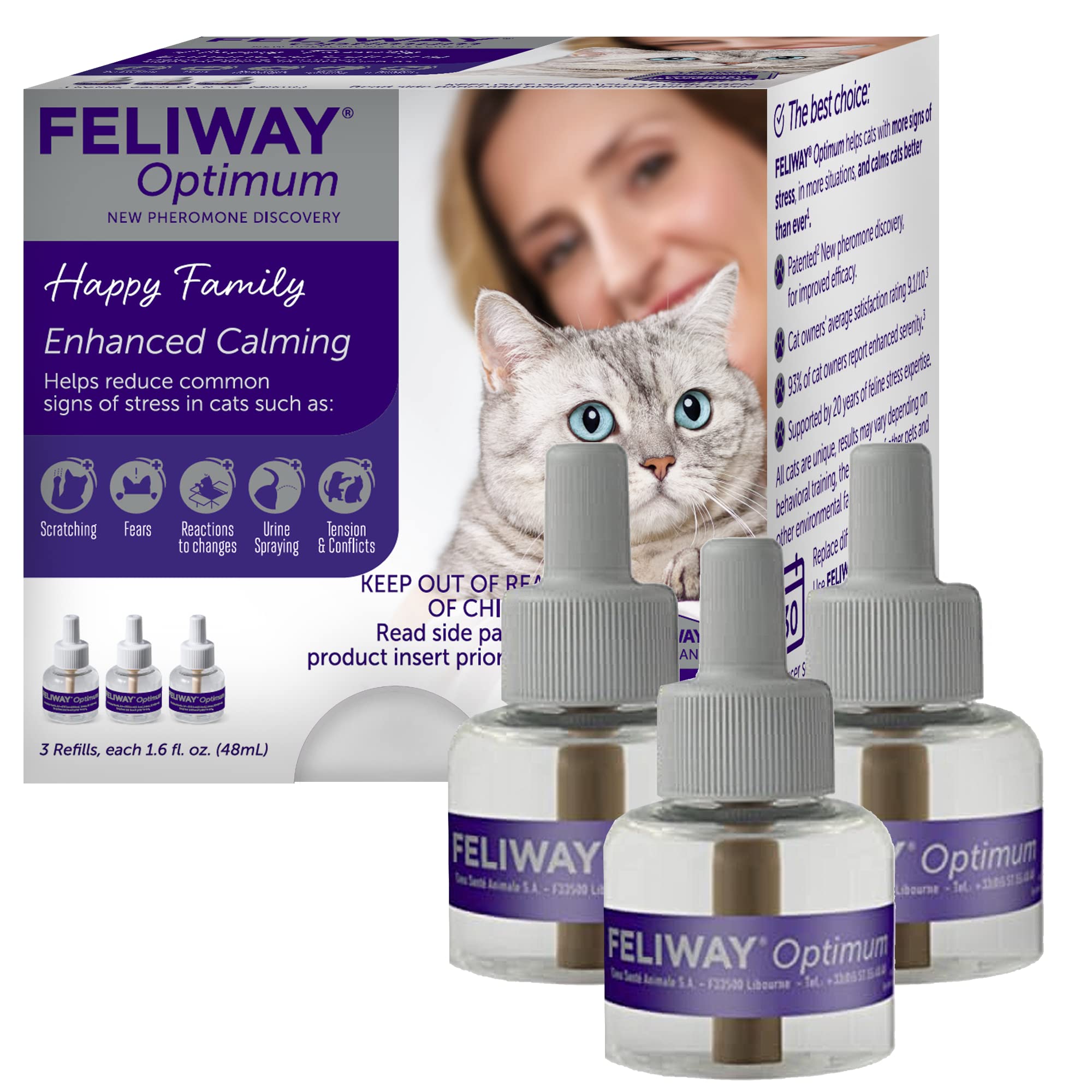 FELIWAY Optimum Cat，增强型镇静信息素扩散器，30 天补充装