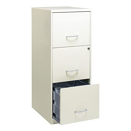 Space Solutions 18 英寸深金属垂直整理文件柜，适用于办公用品和悬挂文件夹，带 3 个文件抽屉...