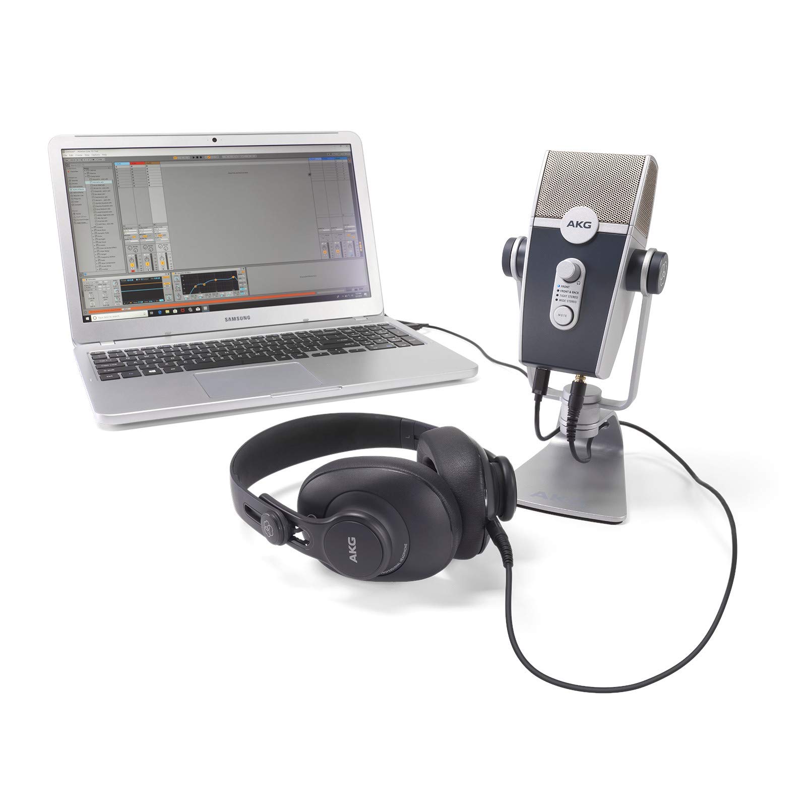 AKG Pro Audio 适用于主播、视频博主和游戏玩家的专业音频播客必备套件 - 包括 Lyra USB-C 麦克风、K371 耳机和 Ableton Lite 软件